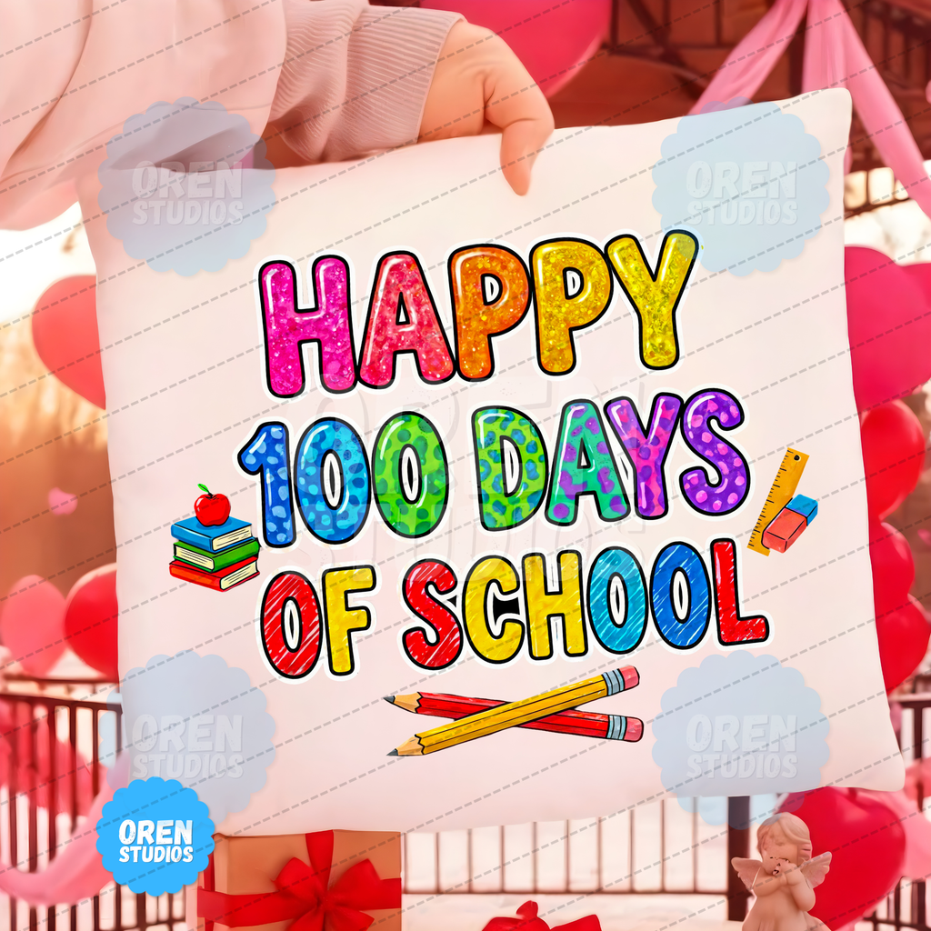 100 Days of School PNG, Glitter Leopard Doodle Letters, Teacher Student Shirt (Digital Download)