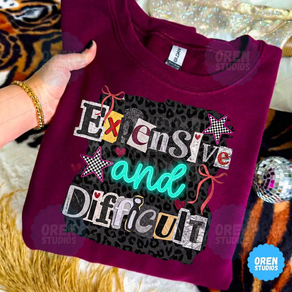 Leopard Coquette Ransom Note PNG | Sassy Y2K Sublimation Design | Expensive and Difficult PNG