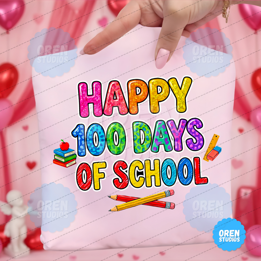 100 Days of School PNG, Glitter Leopard Doodle Letters, Teacher Student Shirt (Digital Download)