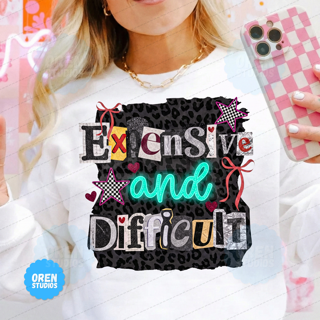 Leopard Coquette Ransom Note PNG | Sassy Y2K Sublimation Design | Expensive and Difficult PNG