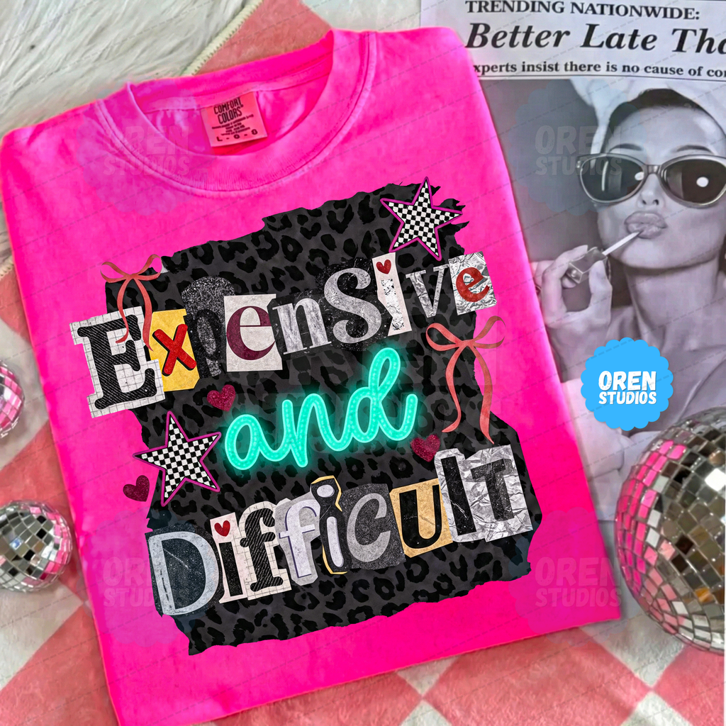 Leopard Coquette Ransom Note PNG | Sassy Y2K Sublimation Design | Expensive and Difficult PNG