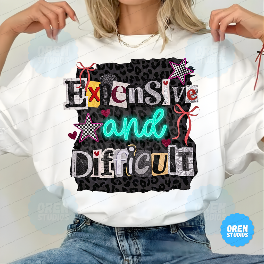 Leopard Coquette Ransom Note PNG | Sassy Y2K Sublimation Design | Expensive and Difficult PNG