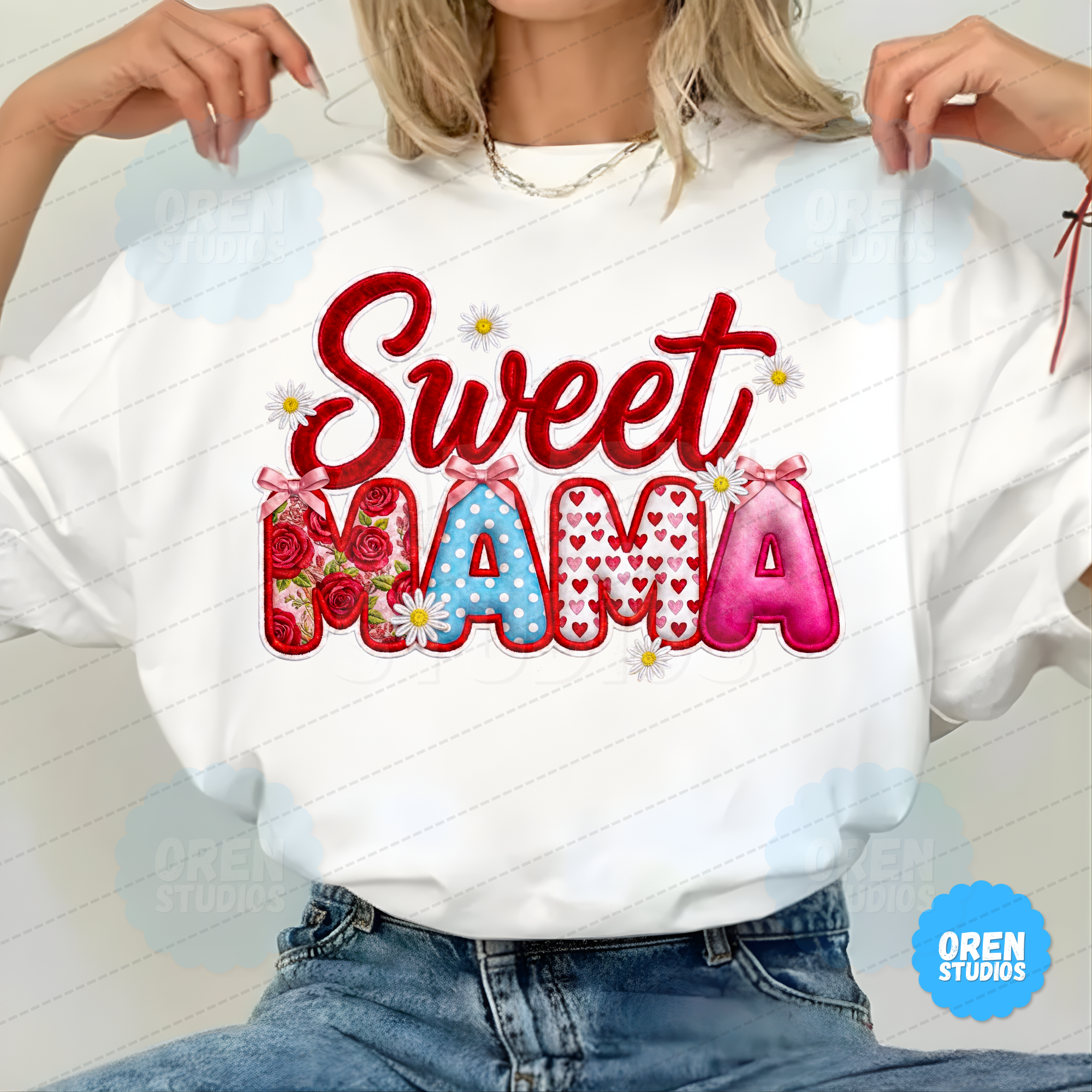 Sweet Mama PNG, Valentine and Mother's Day Sublimation, Coquette Floral Bow Shirt Design
