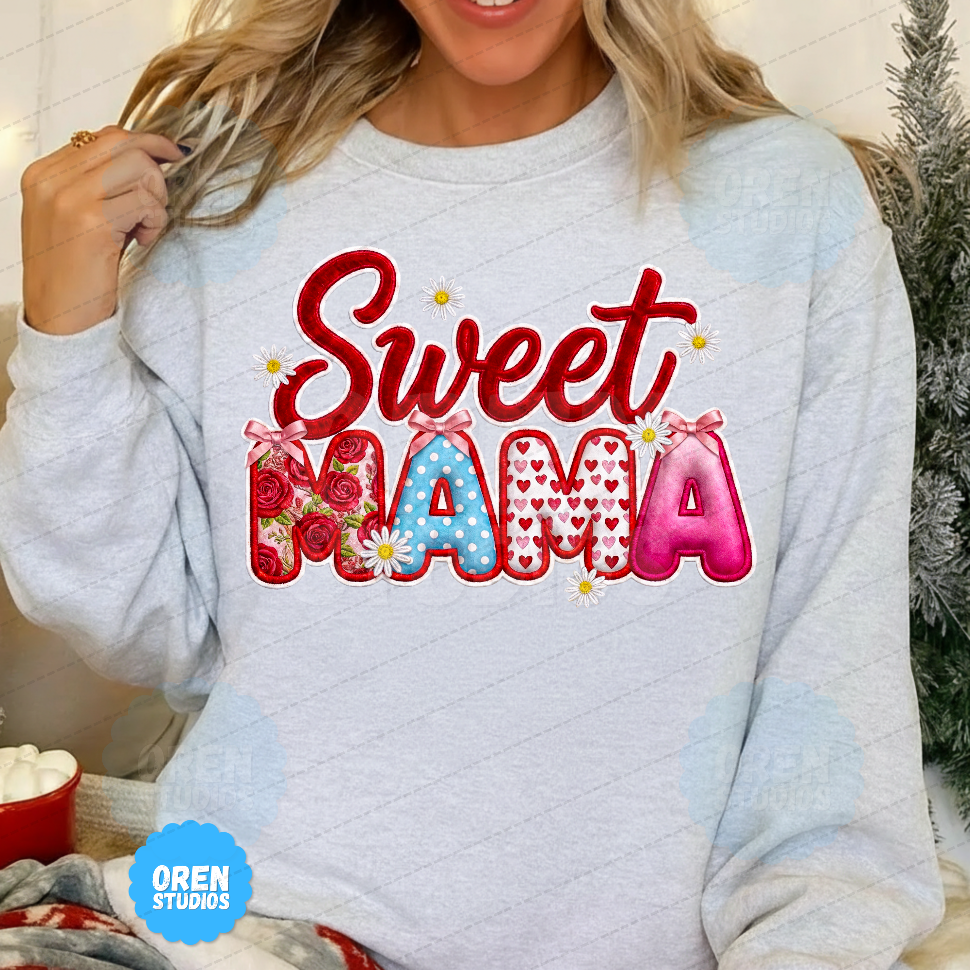 Sweet Mama PNG, Valentine and Mother's Day Sublimation, Coquette Floral Bow Shirt Design