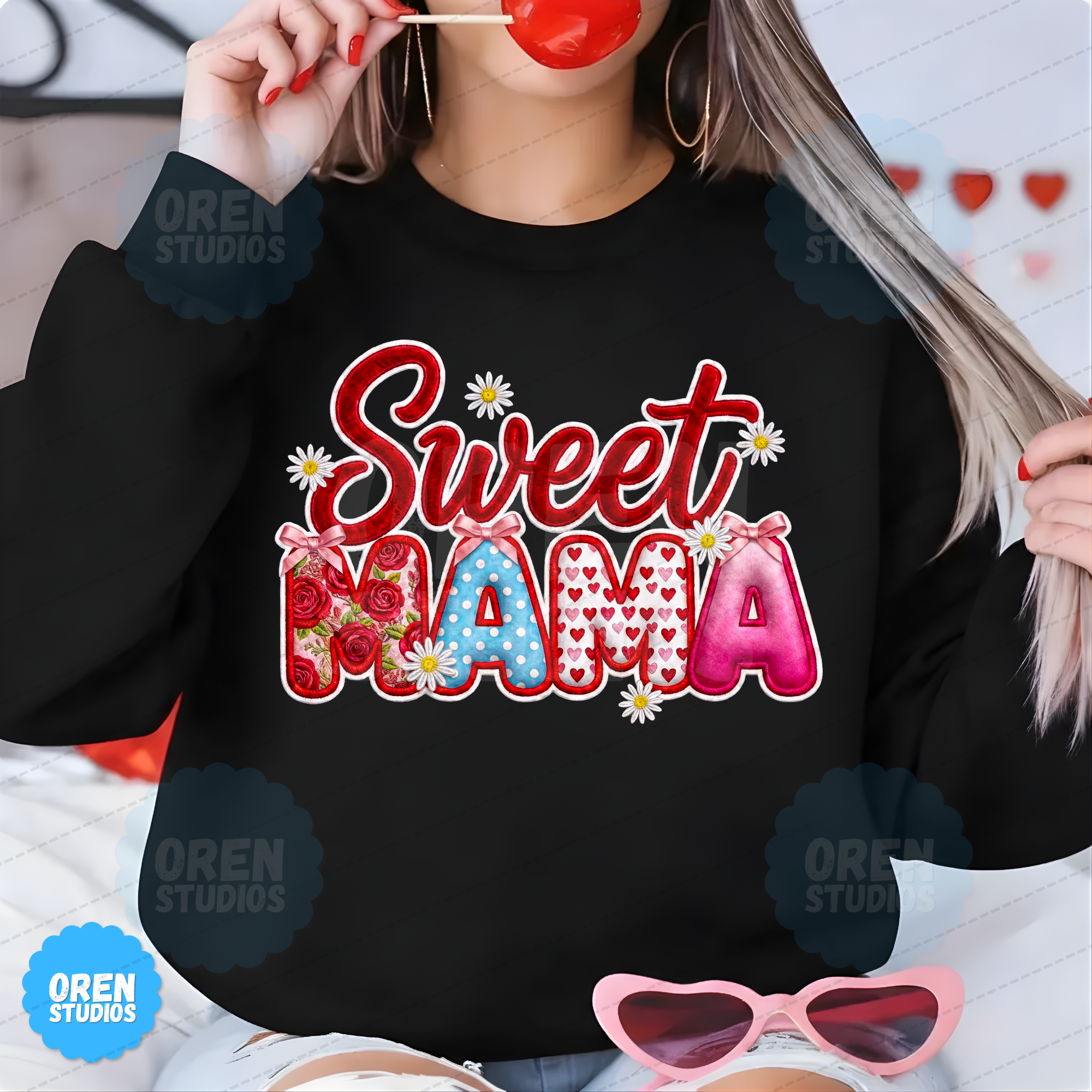 Sweet Mama PNG, Valentine and Mother's Day Sublimation, Coquette Floral Bow Shirt Design