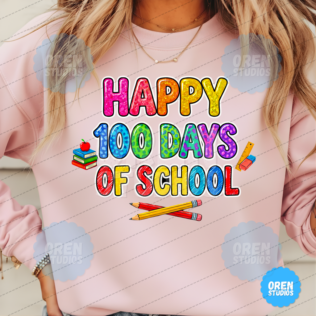 100 Days of School PNG, Glitter Leopard Doodle Letters, Teacher Student Shirt (Digital Download)